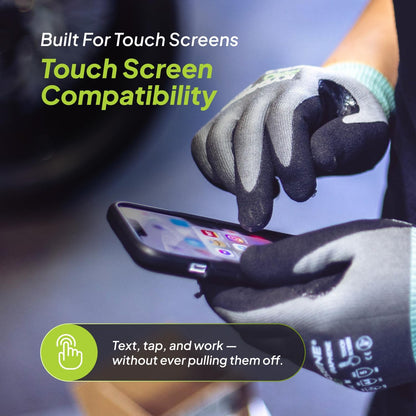 00-840 Cut Resistant Work Gloves – Large, 12 Pairs | 18-gauge Kyorene Pro graphene gloves with touchscreen nitrile-coated palms for construction, industrial and everyday use.