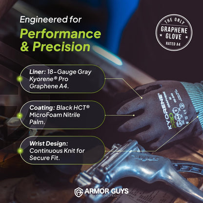 00-840 Cut Resistant Work Gloves – Large, 12 Pairs | 18-gauge Kyorene Pro graphene gloves with touchscreen nitrile-coated palms for construction, industrial and everyday use.