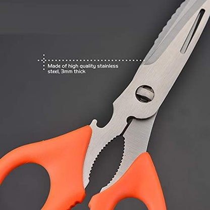 CleanCut All Purpose Shears 9” - Stainless Steel Kitchen Scissors for Poultry, Meat, Herbs, Utility - Dishwasher Safe - Heavy Duty Sharp Blade Cuts Wire, cable, rope (1)