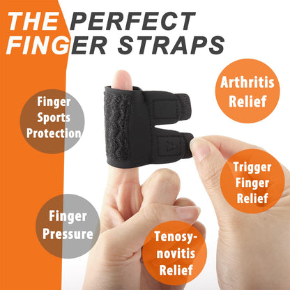 2PCS Finger Splints (No Metal Support) – Adjustable Neoprene Finger Straps/Wraps for Arthritis, Tendonitis & Athletic Stress Relief, Compression Tape for Sports (Basketball, Tennis, Volleyball, Badminton, Golf) – Double Finger Design, S