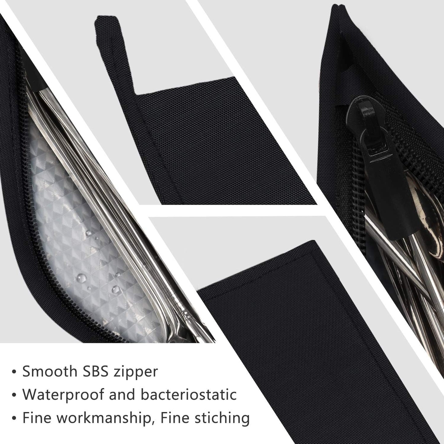 Chopstick Carrying Case without Chopsticks, Reusable Chopsticks Bag, Chopsticks Sleeve, Travel Utensil Set Pouch for Metal, Bamboo, Stainless Steel Chopsticks - Black