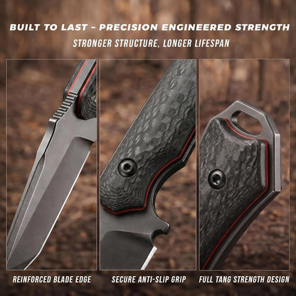 Compact Full Tang Fixed Blade Knife with D2 Steel and Carbon Fiber | 3.5" Blade, 3.6 oz with Kydex Sheath for Camping, Hiking and Daily Utility