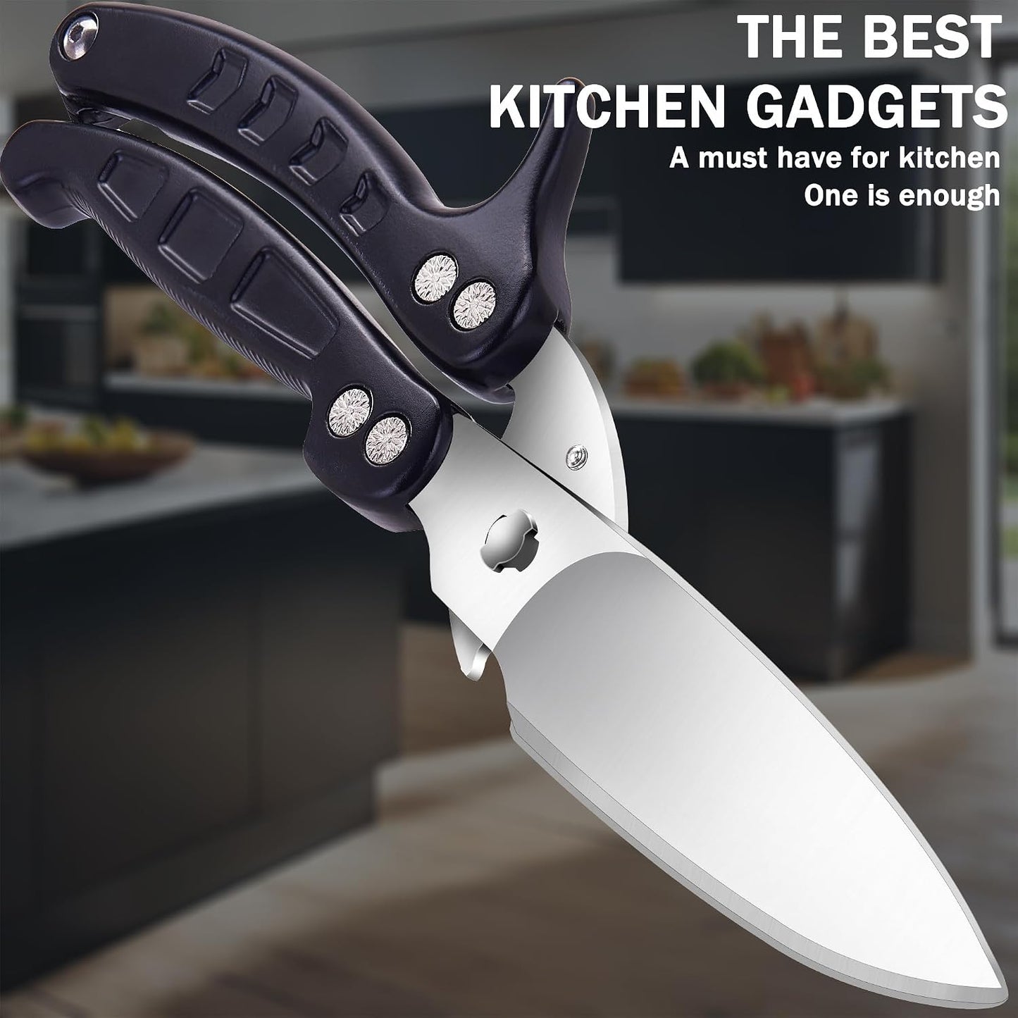Heavy Duty Kitchen Shears,Poultry Shears with Safety Lock,Black | Dishwasher Safe and Stainless Food Kitchen Scissors for for Chicken, Meat Cutting, Turkey, Fish, Vegetables, Spring Loaded
