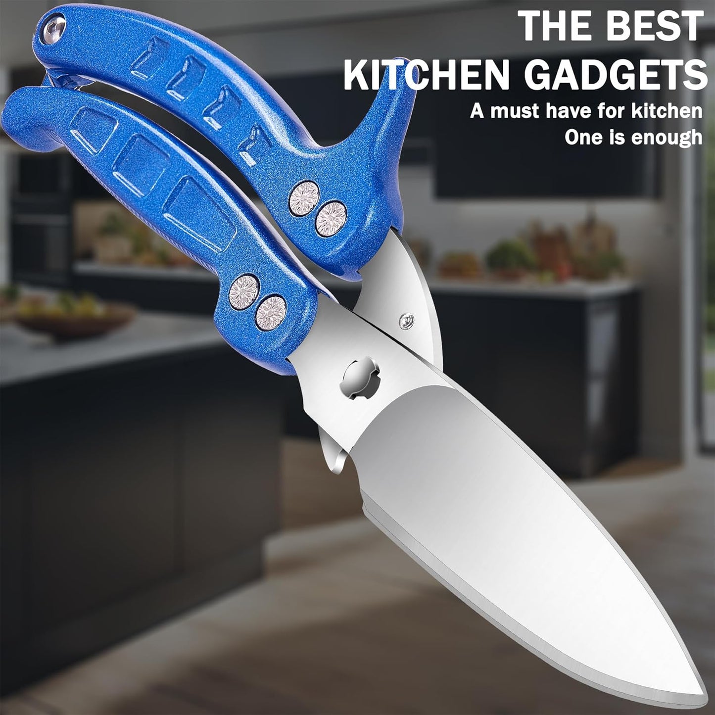 Heavy Duty Kitchen Shears,Poultry Shears with Safety Lock,Black | Dishwasher Safe and Stainless Food Kitchen Scissors for for Chicken, Meat Cutting, Turkey, Fish, Vegetables, Spring Loaded