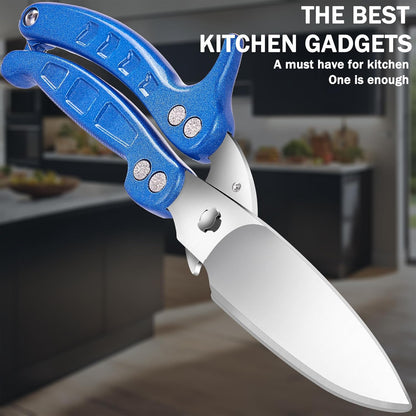 Heavy Duty Kitchen Shears,Poultry Shears with Safety Lock,Black | Dishwasher Safe and Stainless Food Kitchen Scissors for for Chicken, Meat Cutting, Turkey, Fish, Vegetables, Spring Loaded