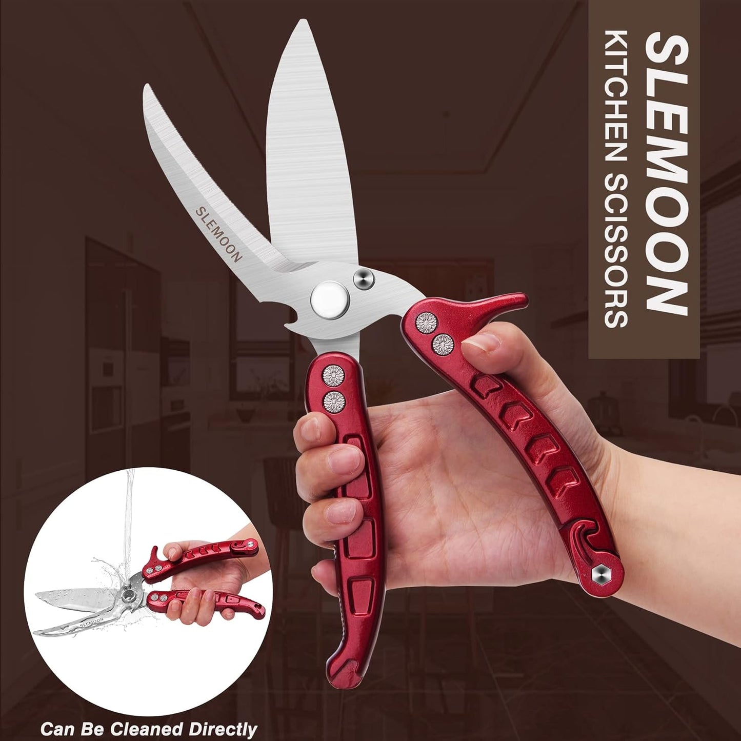 Heavy Duty Kitchen Shears,Poultry Shears with Safety Lock,Black | Dishwasher Safe and Stainless Food Kitchen Scissors for for Chicken, Meat Cutting, Turkey, Fish, Vegetables, Spring Loaded