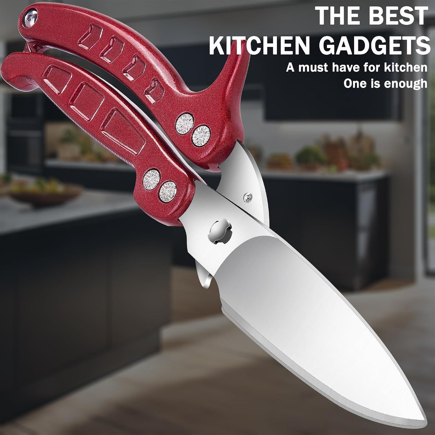 Heavy Duty Kitchen Shears,Poultry Shears with Safety Lock,Black | Dishwasher Safe and Stainless Food Kitchen Scissors for for Chicken, Meat Cutting, Turkey, Fish, Vegetables, Spring Loaded