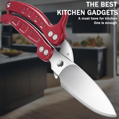 Heavy Duty Kitchen Shears,Poultry Shears with Safety Lock,Black | Dishwasher Safe and Stainless Food Kitchen Scissors for for Chicken, Meat Cutting, Turkey, Fish, Vegetables, Spring Loaded