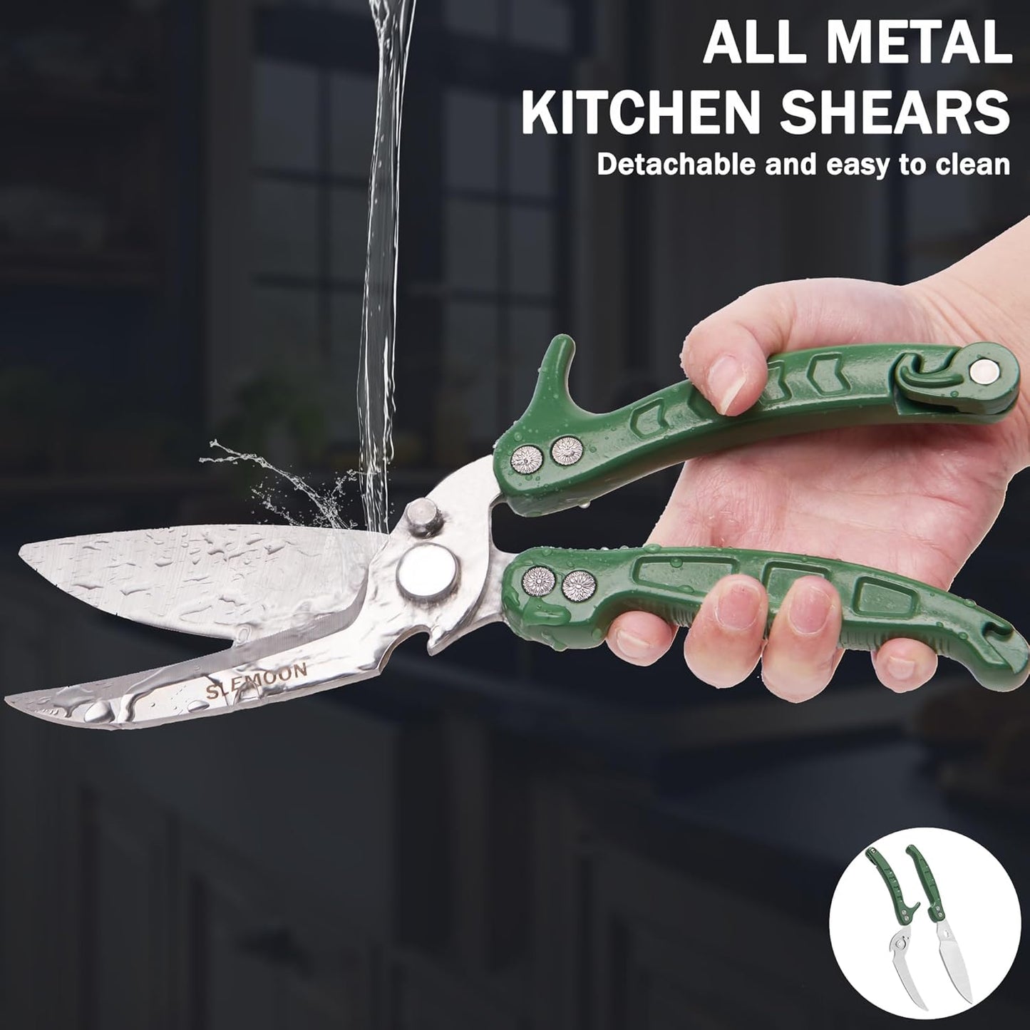 Heavy Duty Kitchen Shears,Poultry Shears with Safety Lock,Black | Dishwasher Safe and Stainless Food Kitchen Scissors for for Chicken, Meat Cutting, Turkey, Fish, Vegetables, Spring Loaded
