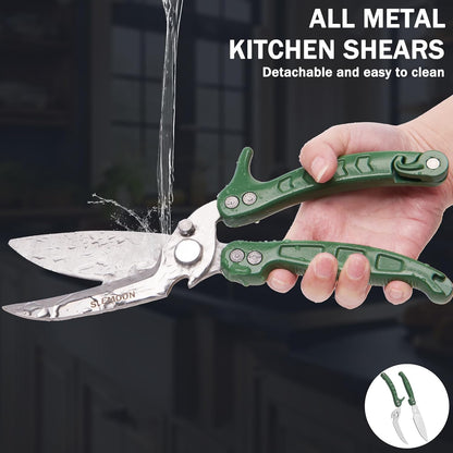 Heavy Duty Kitchen Shears,Poultry Shears with Safety Lock,Black | Dishwasher Safe and Stainless Food Kitchen Scissors for for Chicken, Meat Cutting, Turkey, Fish, Vegetables, Spring Loaded
