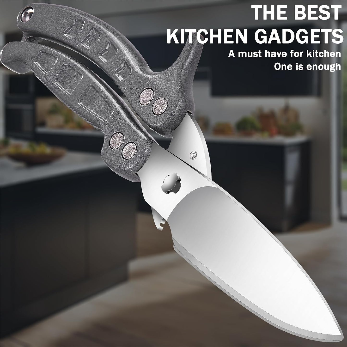 Heavy Duty Kitchen Shears,Poultry Shears with Safety Lock,Black | Dishwasher Safe and Stainless Food Kitchen Scissors for for Chicken, Meat Cutting, Turkey, Fish, Vegetables, Spring Loaded