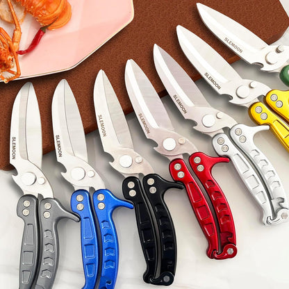 Heavy Duty Kitchen Shears,Poultry Shears with Safety Lock,Black | Dishwasher Safe and Stainless Food Kitchen Scissors for for Chicken, Meat Cutting, Turkey, Fish, Vegetables, Spring Loaded