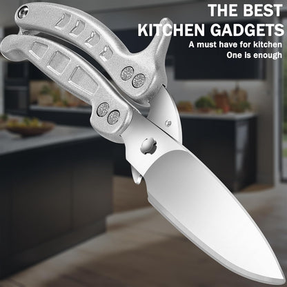 Heavy Duty Kitchen Shears,Poultry Shears with Safety Lock,Black | Dishwasher Safe and Stainless Food Kitchen Scissors for for Chicken, Meat Cutting, Turkey, Fish, Vegetables, Spring Loaded
