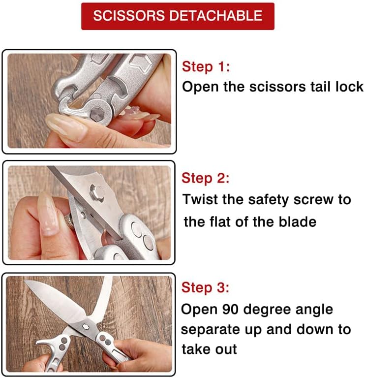 Heavy Duty Kitchen Shears,Poultry Shears with Safety Lock,Black | Dishwasher Safe and Stainless Food Kitchen Scissors for for Chicken, Meat Cutting, Turkey, Fish, Vegetables, Spring Loaded