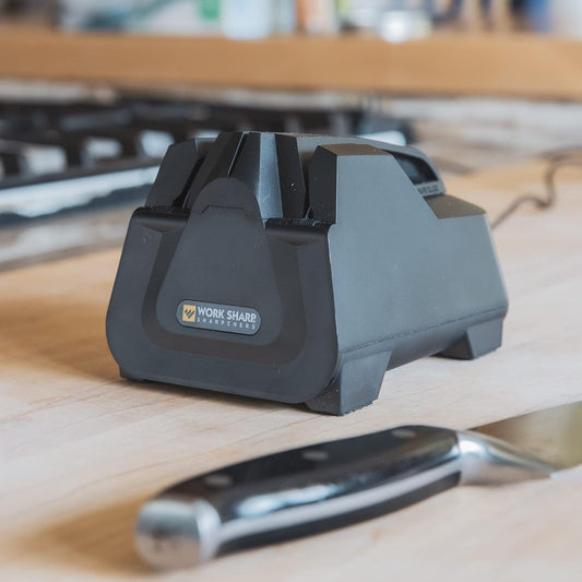 Electric Kitchen Knife Sharpener - Get knives ready for cookouts and BBQ's- Fits in Kitchen Drawer, Sharpens every time, fast & easy