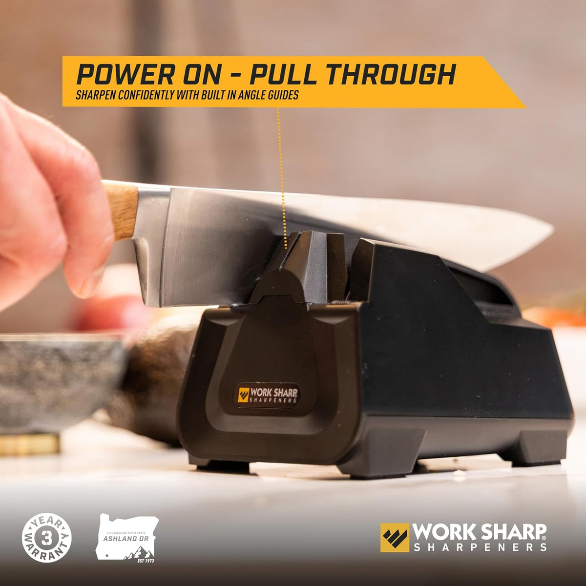 Electric Kitchen Knife Sharpener - Get knives ready for cookouts and BBQ's- Fits in Kitchen Drawer, Sharpens every time, fast & easy