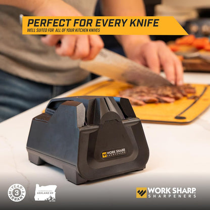 Electric Kitchen Knife Sharpener - Get knives ready for cookouts and BBQ's- Fits in Kitchen Drawer, Sharpens every time, fast & easy