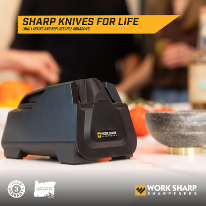 Electric Kitchen Knife Sharpener - Get knives ready for cookouts and BBQ's- Fits in Kitchen Drawer, Sharpens every time, fast & easy