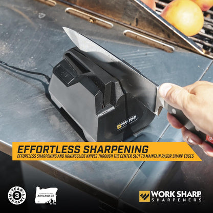 Electric Kitchen Knife Sharpener - Get knives ready for cookouts and BBQ's- Fits in Kitchen Drawer, Sharpens every time, fast & easy