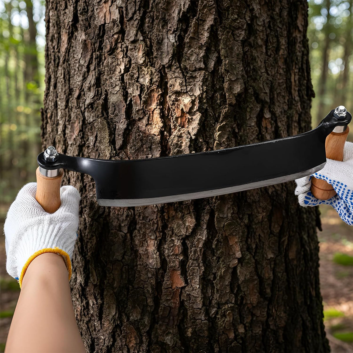 10 Inches Draw Knife Debarking Tool for Woodworking, Straight Draw Shave Knife Wood Carving Hand Tool for Tree Bending Broach Peeling, Whittling, Shaping, Detailing, Stripping