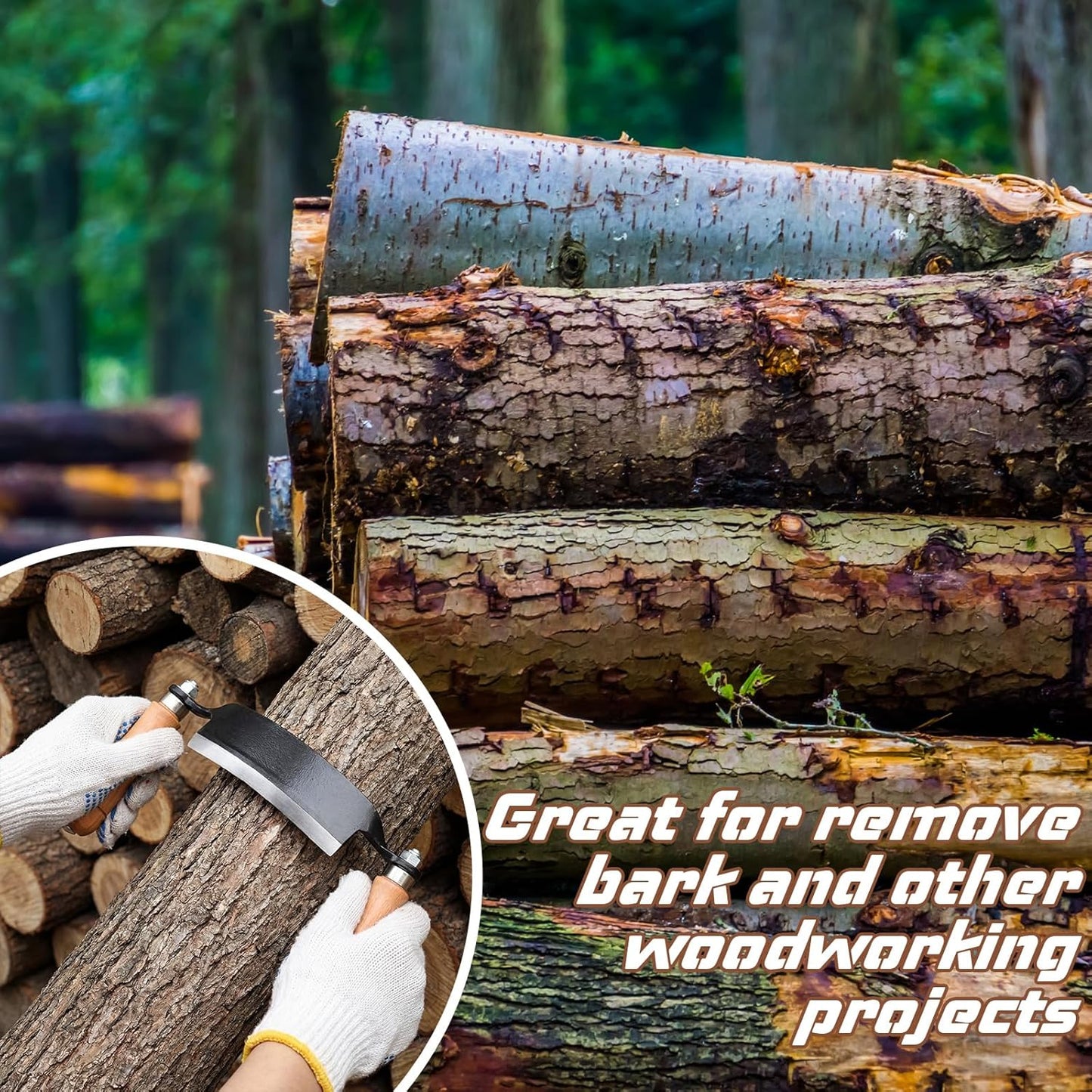 10 Inches Draw Knife Debarking Tool for Woodworking, Straight Draw Shave Knife Wood Carving Hand Tool for Tree Bending Broach Peeling, Whittling, Shaping, Detailing, Stripping