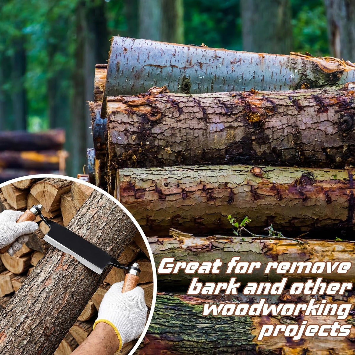 10 Inches Draw Knife Debarking Tool for Woodworking, Straight Draw Shave Knife Wood Carving Hand Tool for Tree Bending Broach Peeling, Whittling, Shaping, Detailing, Stripping