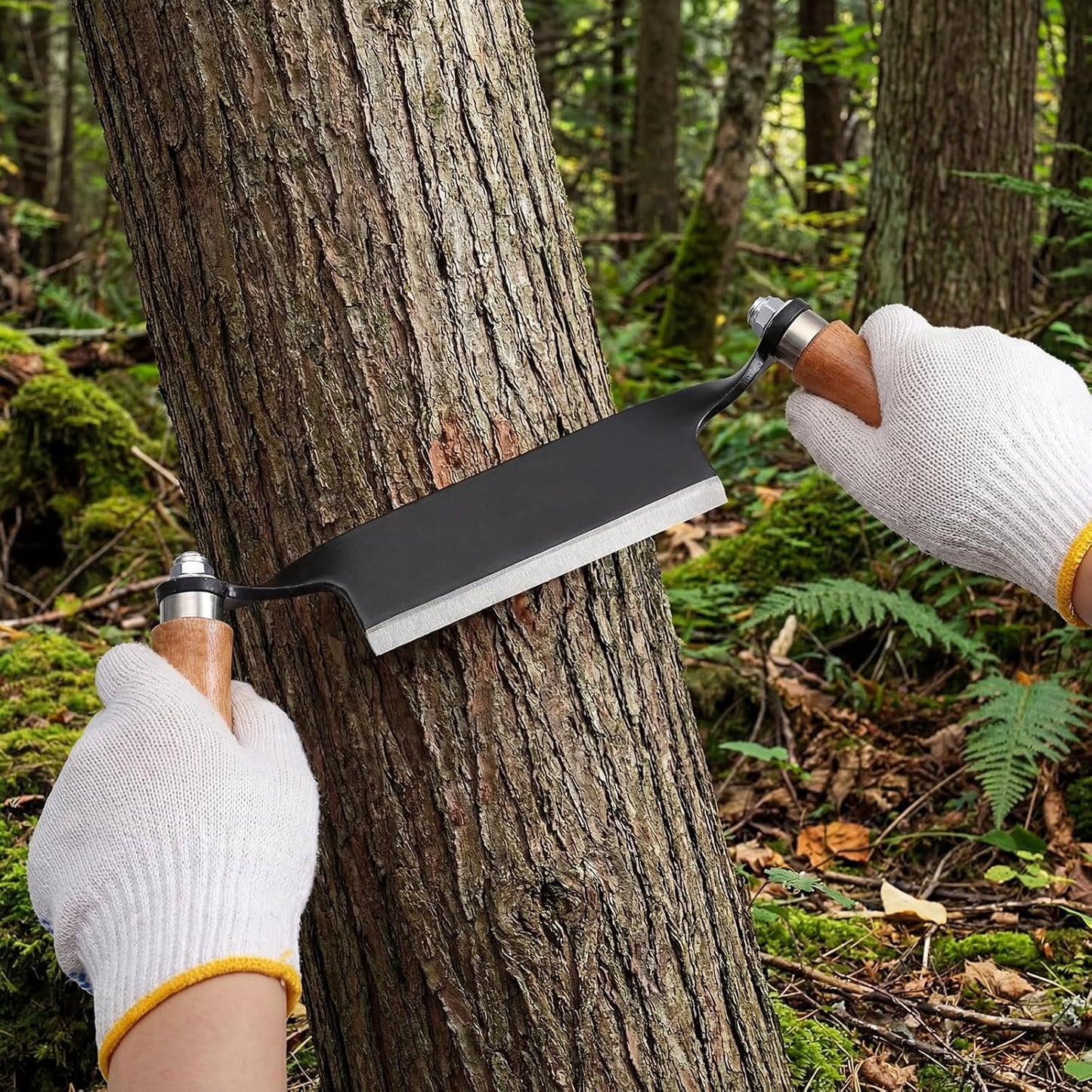 10 Inches Draw Knife Debarking Tool for Woodworking, Straight Draw Shave Knife Wood Carving Hand Tool for Tree Bending Broach Peeling, Whittling, Shaping, Detailing, Stripping