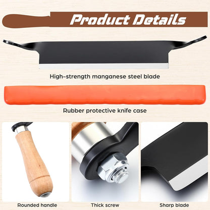 10 Inches Draw Knife Debarking Tool for Woodworking, Straight Draw Shave Knife Wood Carving Hand Tool for Tree Bending Broach Peeling, Whittling, Shaping, Detailing, Stripping