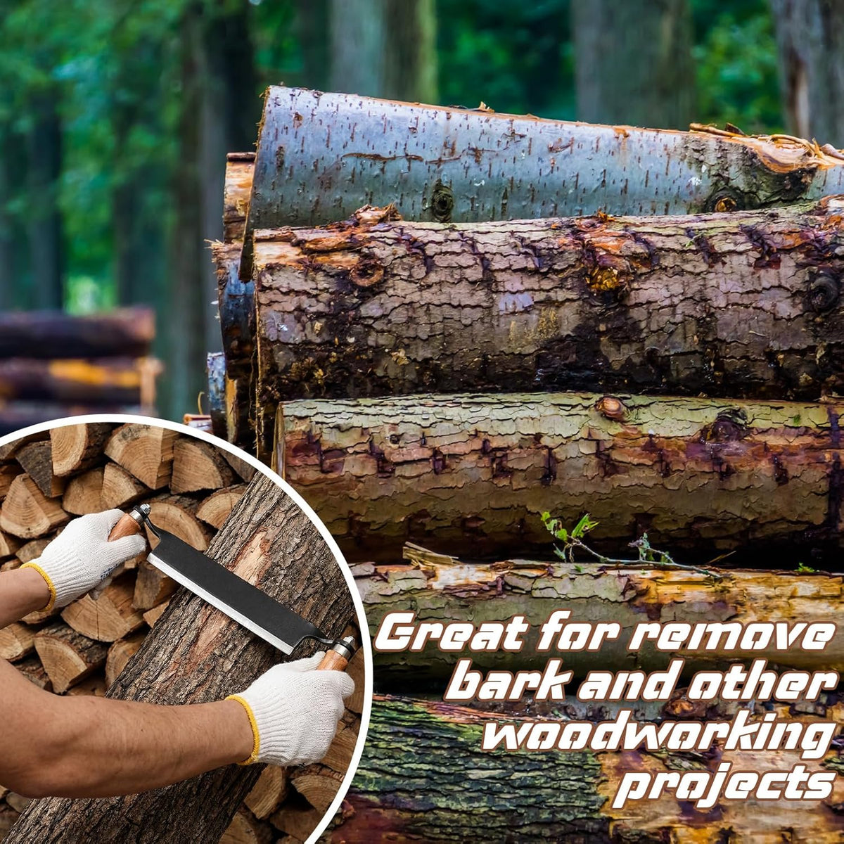 10 Inches Draw Knife Debarking Tool for Woodworking, Straight Draw Shave Knife Wood Carving Hand Tool for Tree Bending Broach Peeling, Whittling, Shaping, Detailing, Stripping