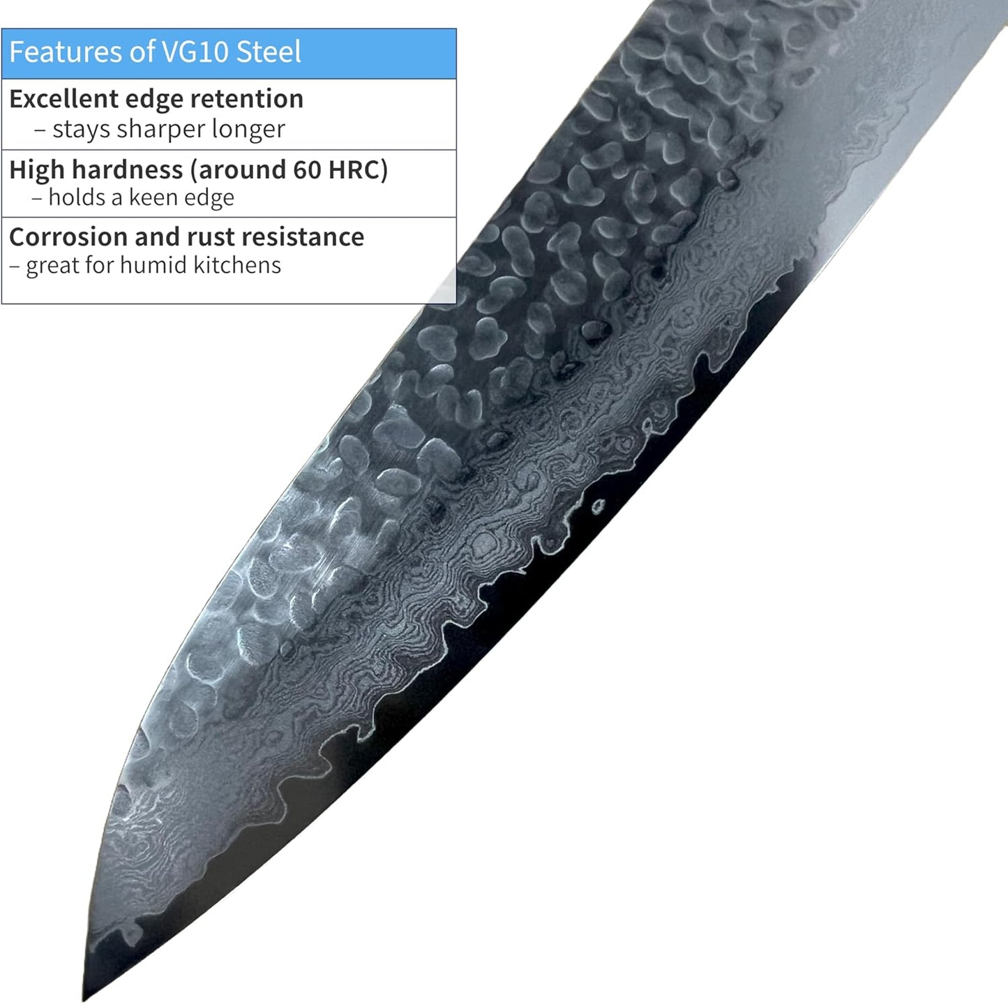 Sakai Hammered Damascus 33 Layer Vg-10 Japanese 07396 Gyuto 240mm Chef Knife
