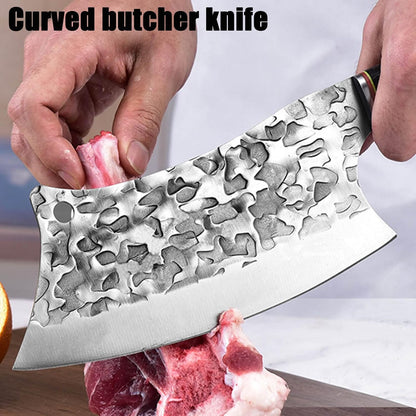 Cleaver Knife for unfrozen meat and vegetable, 7" Chinese Chef's Kitchen slicer, Razor sharp HC German Stainless Steel blade with lasered damascus pattern, pearwood Handle