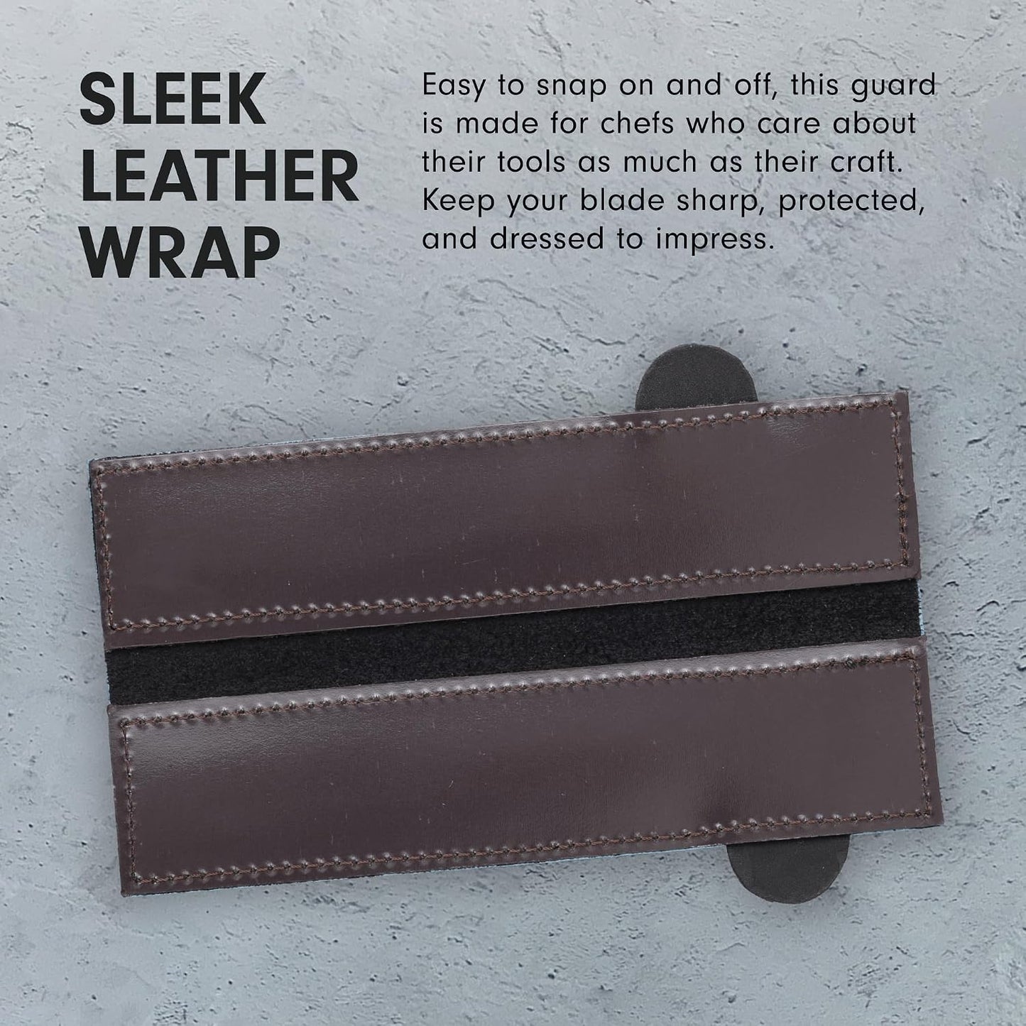 6.5" Black Magnetic Leather Edge-Guard - Handcrafted, Stylish & Functional Safety Accessory for Knife - 2 Blade Entry Notches - 6.5" x 1.625"