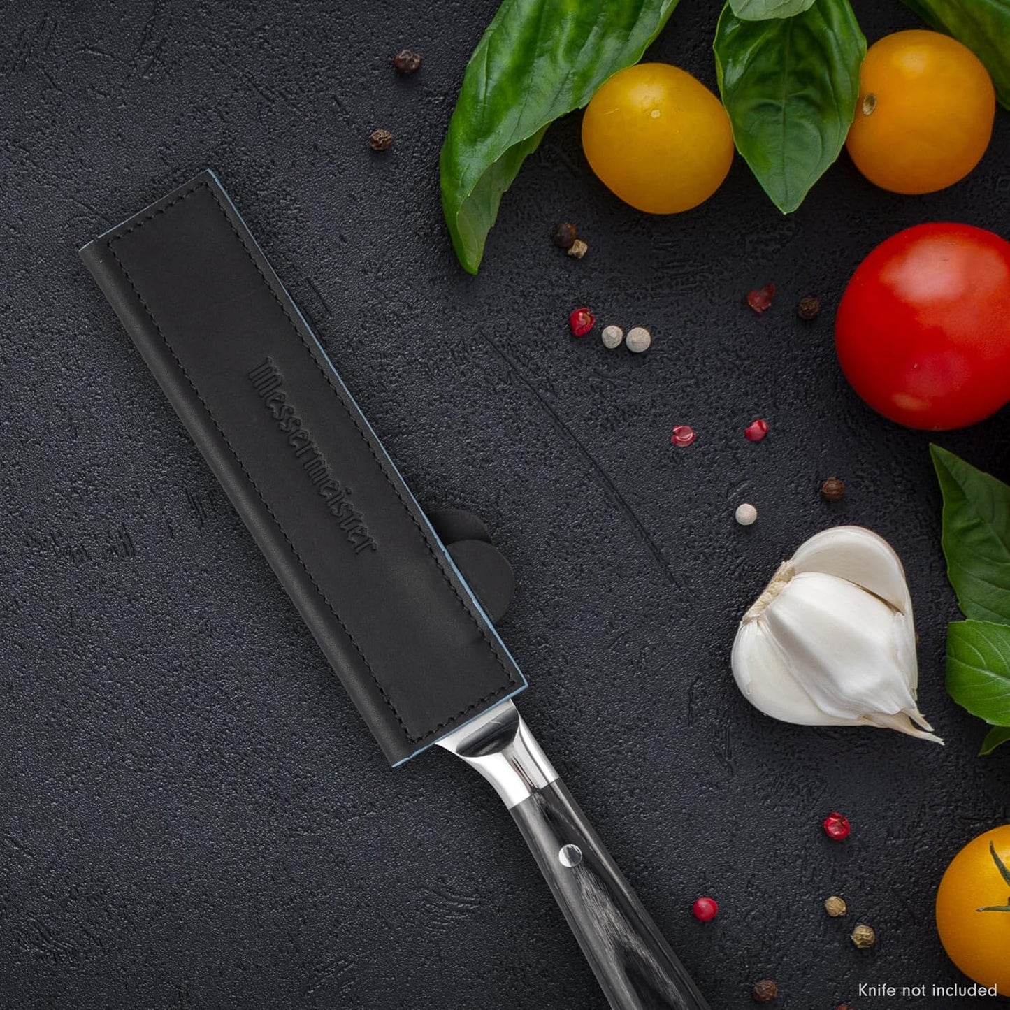 6.5" Black Magnetic Leather Edge-Guard - Handcrafted, Stylish & Functional Safety Accessory for Knife - 2 Blade Entry Notches - 6.5" x 1.625"