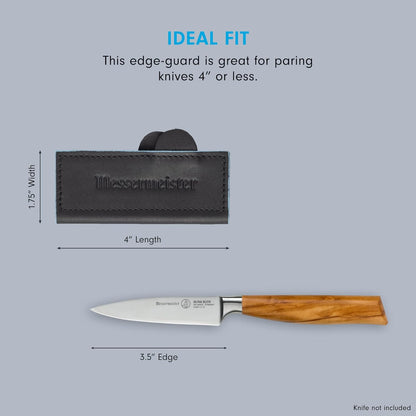 6.5" Black Magnetic Leather Edge-Guard - Handcrafted, Stylish & Functional Safety Accessory for Knife - 2 Blade Entry Notches - 6.5" x 1.625"