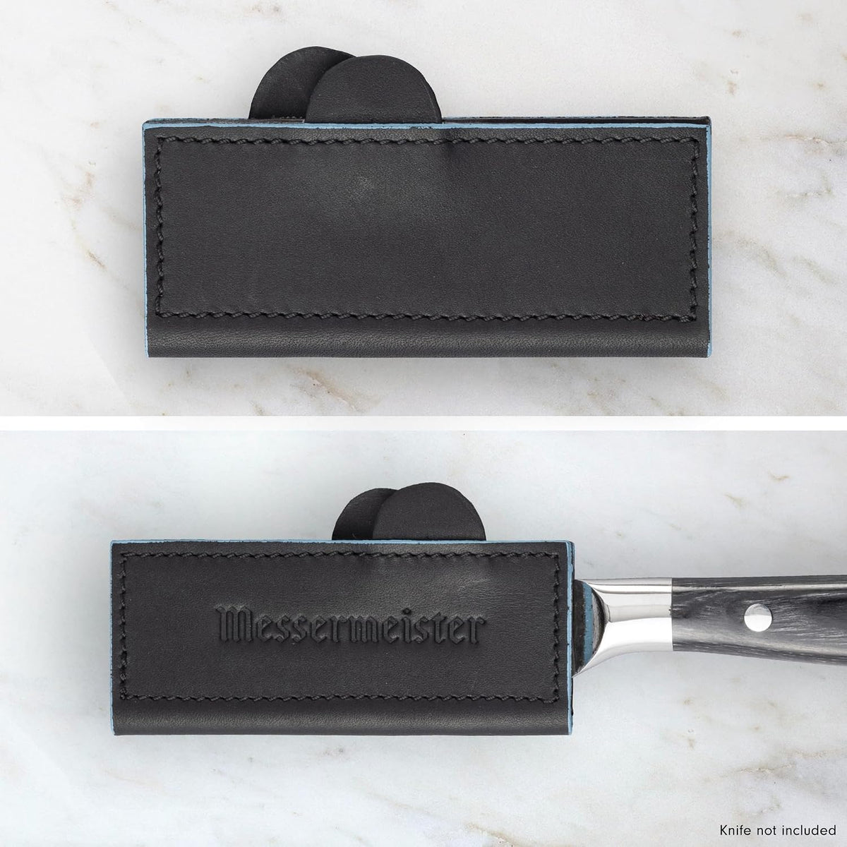 6.5" Black Magnetic Leather Edge-Guard - Handcrafted, Stylish & Functional Safety Accessory for Knife - 2 Blade Entry Notches - 6.5" x 1.625"