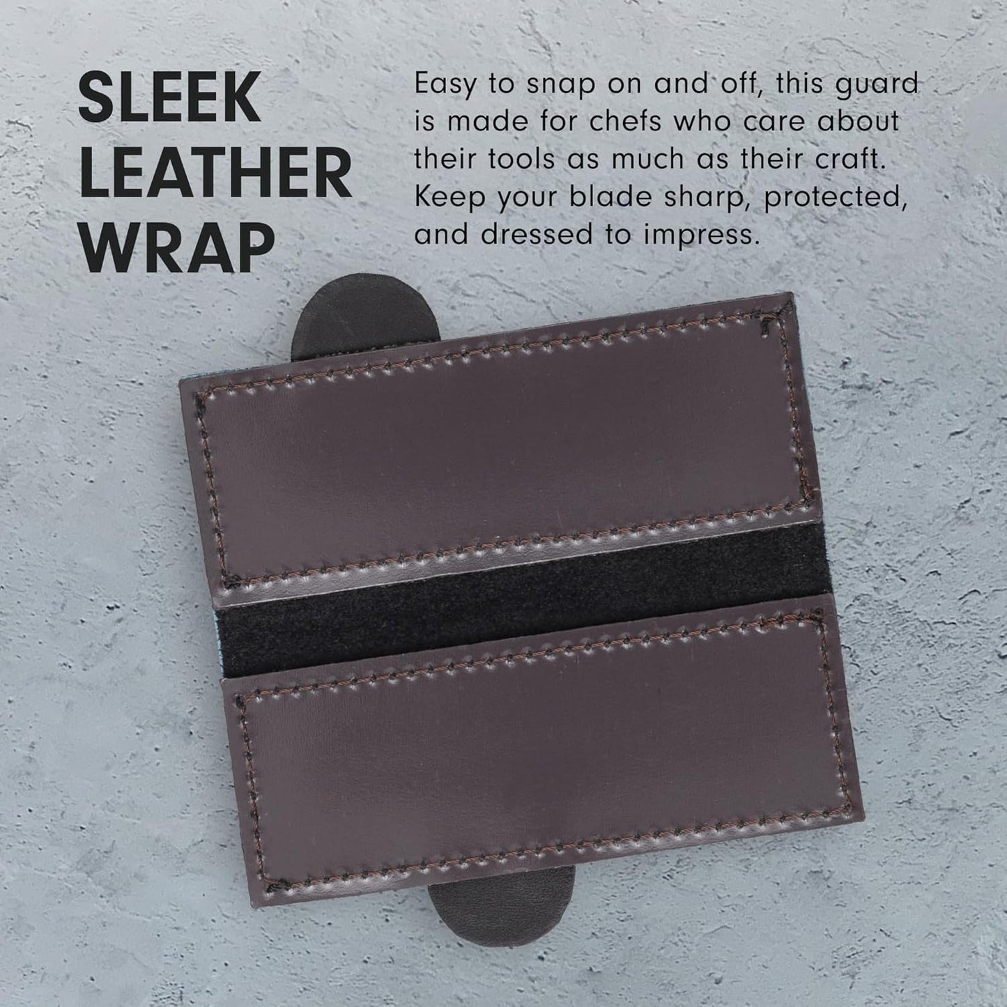 6.5" Black Magnetic Leather Edge-Guard - Handcrafted, Stylish & Functional Safety Accessory for Knife - 2 Blade Entry Notches - 6.5" x 1.625"