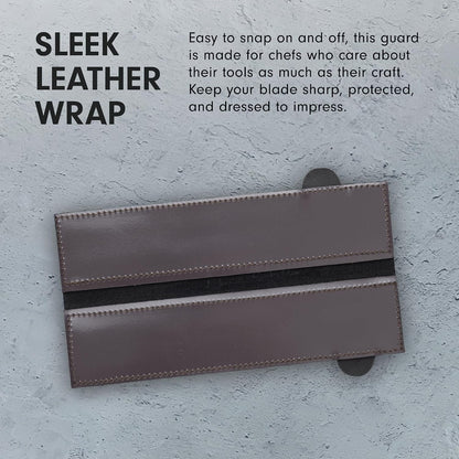 6.5" Black Magnetic Leather Edge-Guard - Handcrafted, Stylish & Functional Safety Accessory for Knife - 2 Blade Entry Notches - 6.5" x 1.625"