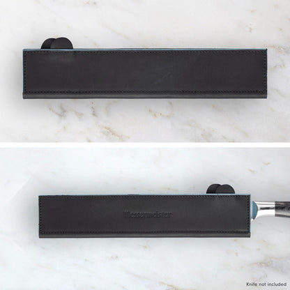 6.5" Black Magnetic Leather Edge-Guard - Handcrafted, Stylish & Functional Safety Accessory for Knife - 2 Blade Entry Notches - 6.5" x 1.625"