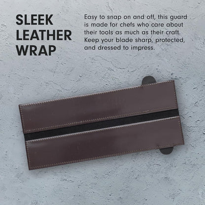 6.5" Black Magnetic Leather Edge-Guard - Handcrafted, Stylish & Functional Safety Accessory for Knife - 2 Blade Entry Notches - 6.5" x 1.625"