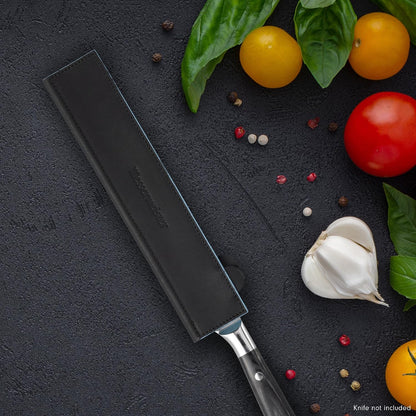 6.5" Black Magnetic Leather Edge-Guard - Handcrafted, Stylish & Functional Safety Accessory for Knife - 2 Blade Entry Notches - 6.5" x 1.625"