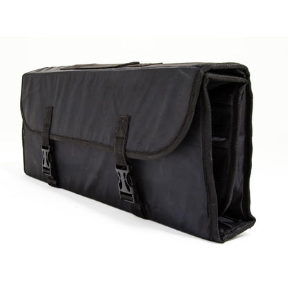 Chef Approved 20" Knife Storage Roll Bag with Buckle | Professional Kitchen Tool Case for Restaurant Cooking Knives | (9) Large (8) Small Pockets, Carrying Handle, 20"W x 2.5"D x 8"H, Nylon, Black