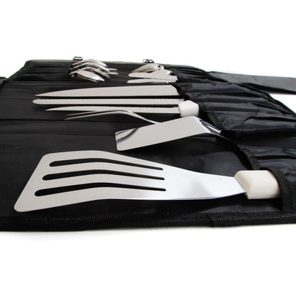 Chef Approved 20" Knife Storage Roll Bag with Buckle | Professional Kitchen Tool Case for Restaurant Cooking Knives | (9) Large (8) Small Pockets, Carrying Handle, 20"W x 2.5"D x 8"H, Nylon, Black