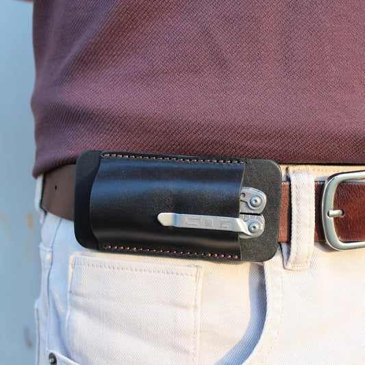 Pocket Knife Sheath for Horizontal Belt Carry, EDC Multitool Folding Knife Verical & Horizontal Belt Holder Holster with Belt Loop VPKS