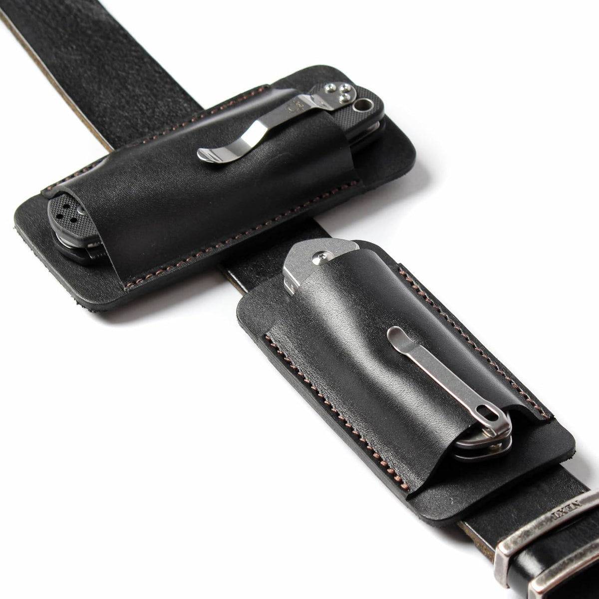 Pocket Knife Sheath for Horizontal Belt Carry, EDC Multitool Folding Knife Verical & Horizontal Belt Holder Holster with Belt Loop VPKS