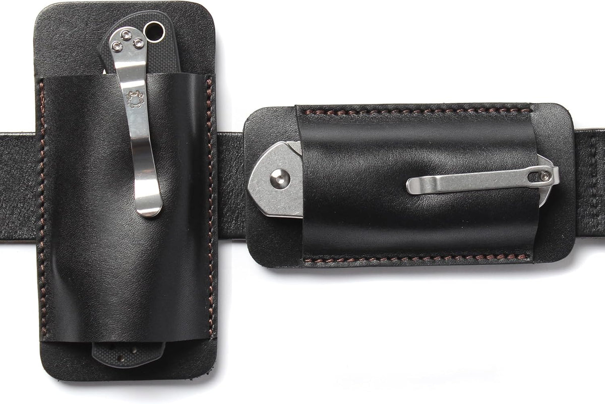 Pocket Knife Sheath for Horizontal Belt Carry, EDC Multitool Folding Knife Verical & Horizontal Belt Holder Holster with Belt Loop VPKS