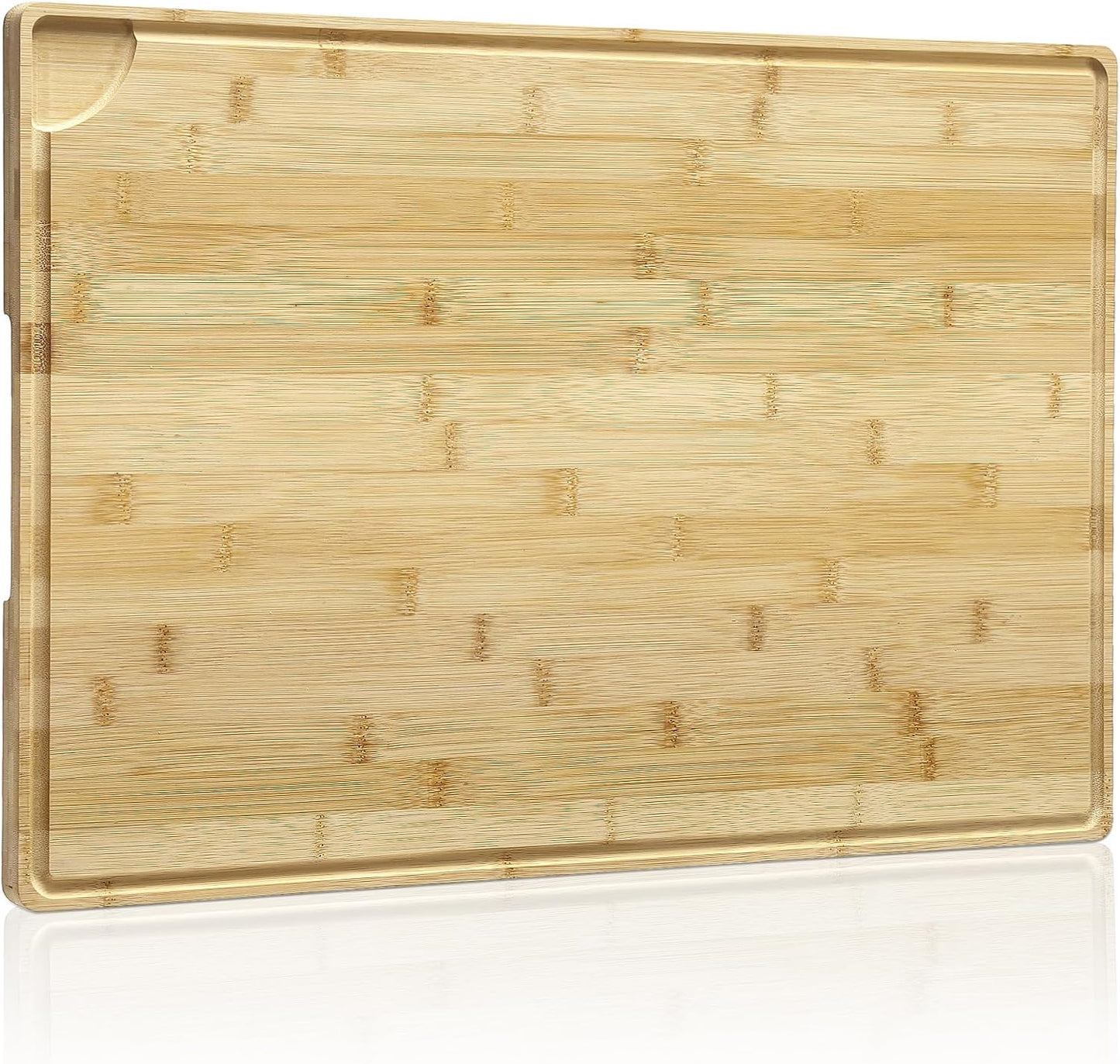 Large 24x16 Inches Bamboo Cutting Board for Kitchen, Wooden Butcher Block Chopping Board with Deep Juicy Groove and Back Inner Handle for Meat, Vegetables, Fruit