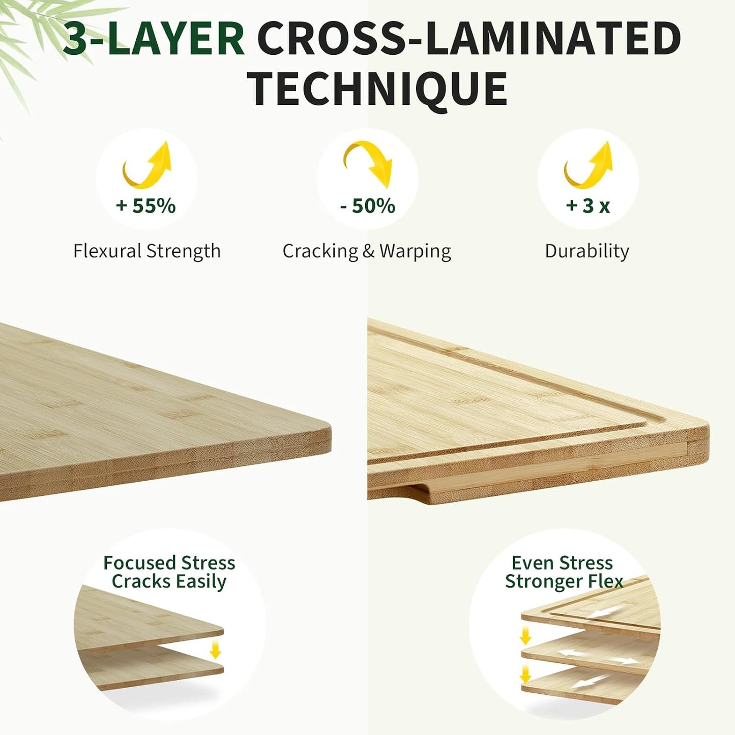 Large 24x16 Inches Bamboo Cutting Board for Kitchen, Wooden Butcher Block Chopping Board with Deep Juicy Groove and Back Inner Handle for Meat, Vegetables, Fruit