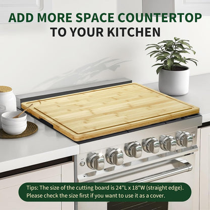 Large 24x16 Inches Bamboo Cutting Board for Kitchen, Wooden Butcher Block Chopping Board with Deep Juicy Groove and Back Inner Handle for Meat, Vegetables, Fruit