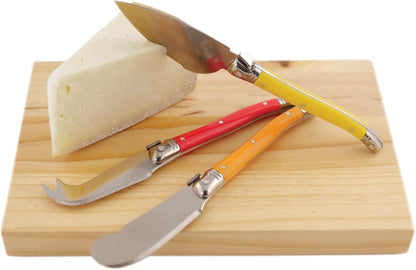 Camembert Cheese Board and Tool Set - Wooden Cheese Platter Tray and Stainless Steel Knives, Circular Wood Serving Board Gift Set - House Gift, Gift for Couples, Bridal Shower Gift