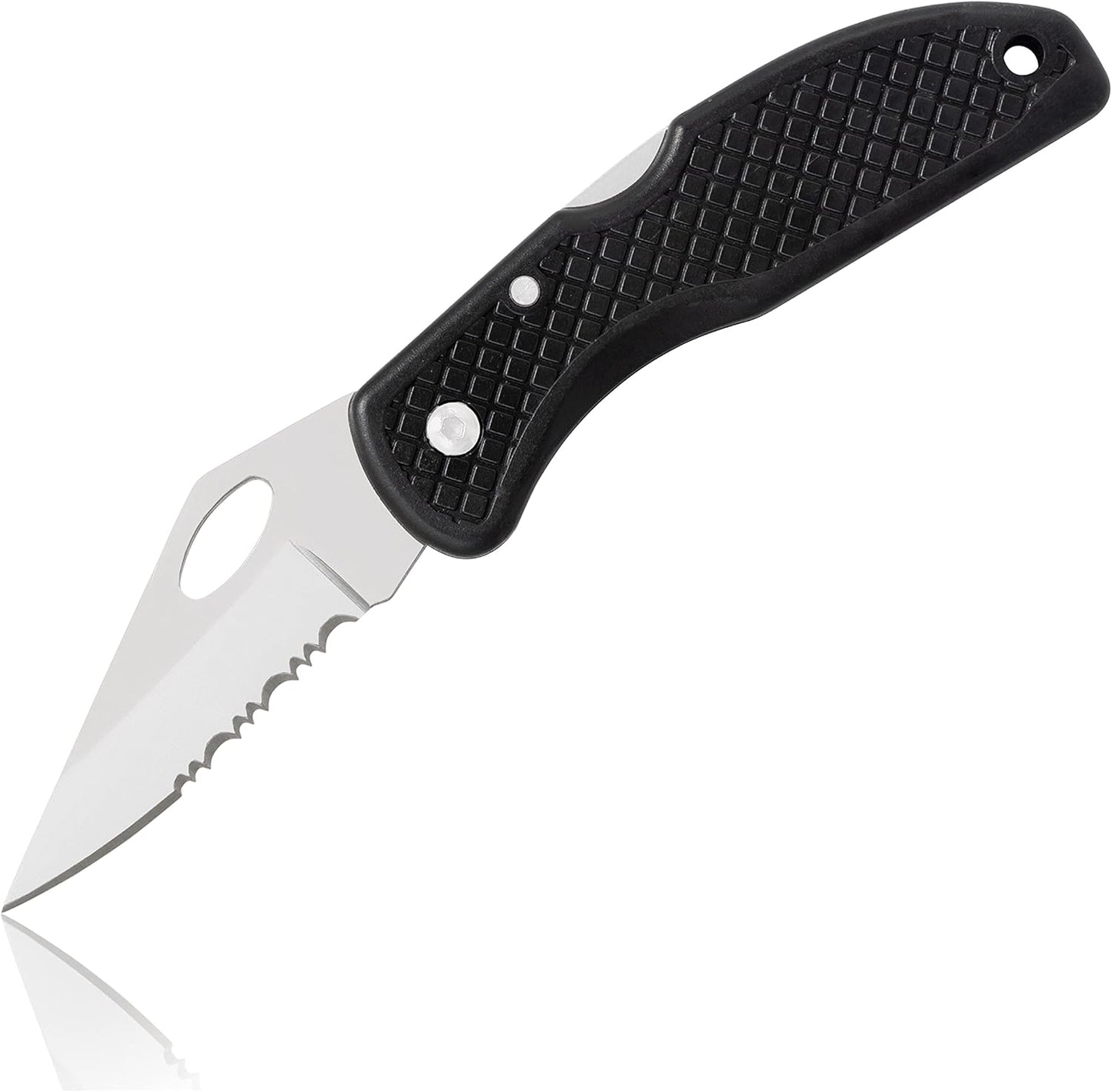 Falcon VII Lockback 7 (Open) Inch Pocket Knife - Stainless Steel Serrated Blade, Textured No-Slip Handle, Carry Clip